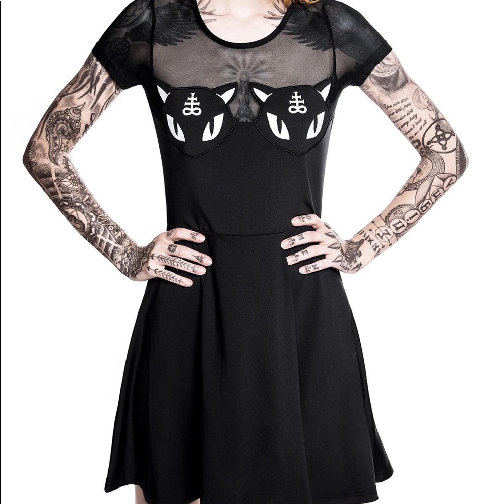 Killstar Kitties Dress XS goth cute punk sexy mesh
